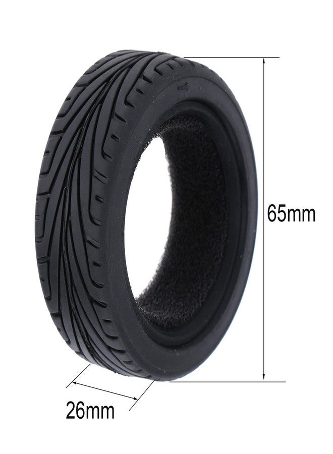LAFEINA 1/10 RC On-Road Car Tyres, 65mm Rubber RC Tire for 1/10 HSP Tamiya HPI Kyosho RC On Road Run-flating Car (Black) - Image 2